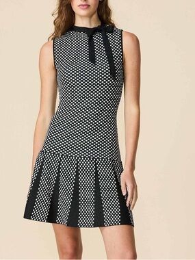 Rowing Blazers Bow Neck Drop Waist Dress Black Polka Dot